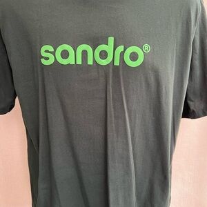 New Men's Sandro Green Short Sleeve Tee with Green Logo